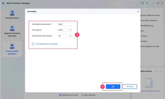 Formatta la chiavetta USB con 4DDiG Partition Manager