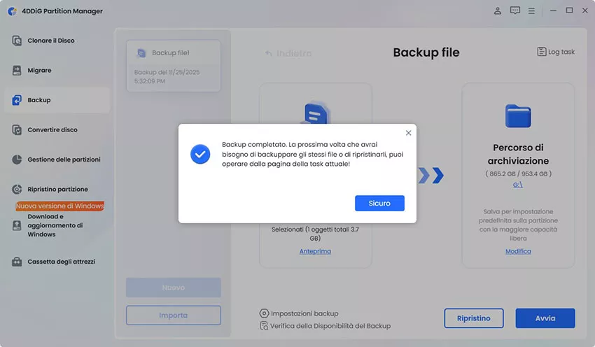 file di backup completati