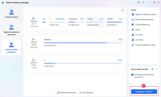 Formatta la chiavetta USB con 4DDiG Partition Manager