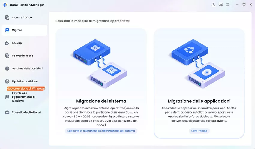 scegliere la migrazione dell'applicazione