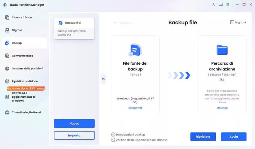 ripristina da backup file