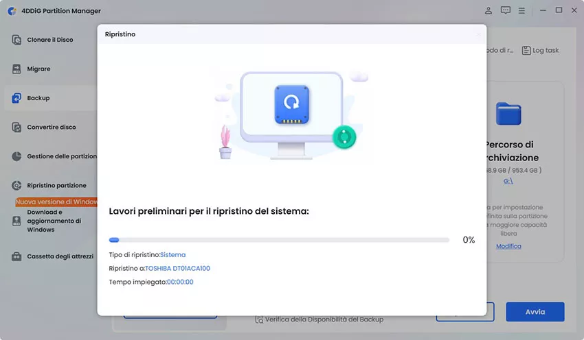 ripristina dal backup di sistema