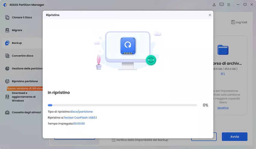 ripristina dal backup della partizione