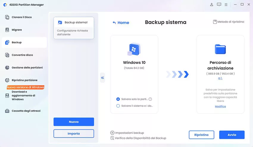selezionare un percorso di archiviazione