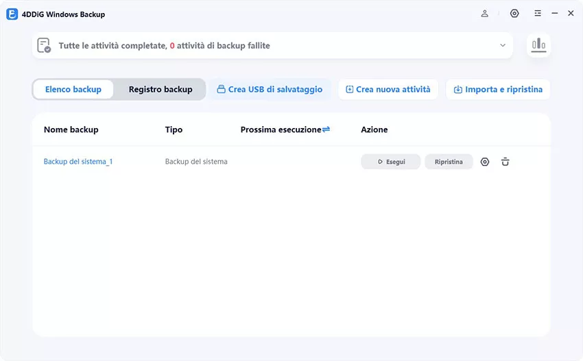 clicca su crea USB di ripristino