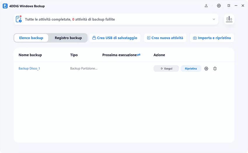 seleziona backup e clicca su ripristina