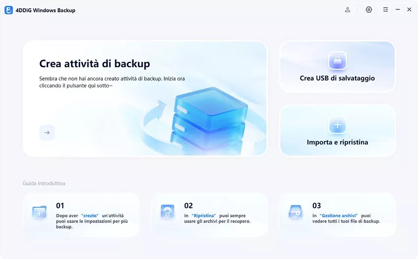 creare un'attività di backup
