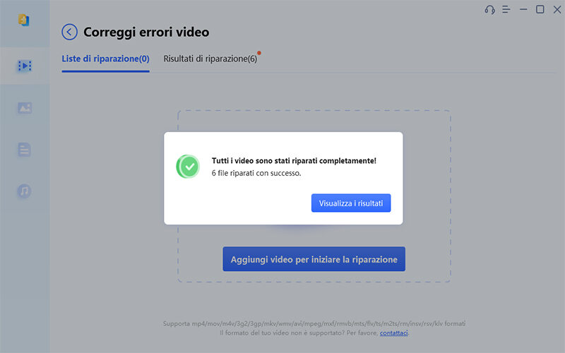 Rivedi ed esporta i video riparati