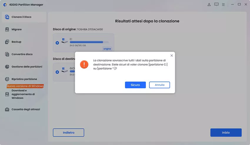 clicca sul pulsante Certo