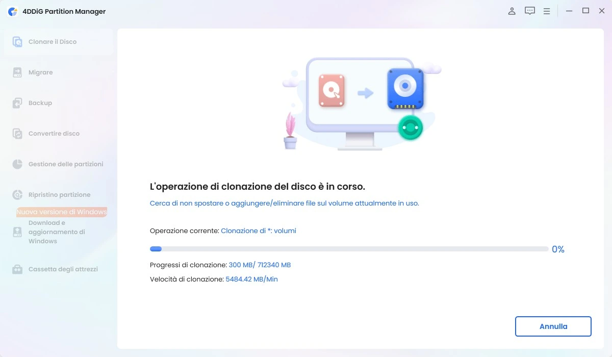 La migrazione del sistema sta per iniziare