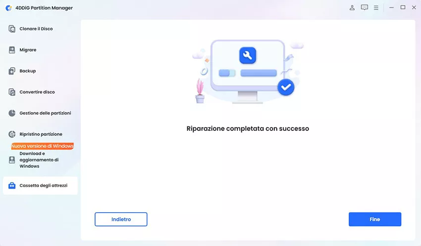 riparazione partizione riuscita