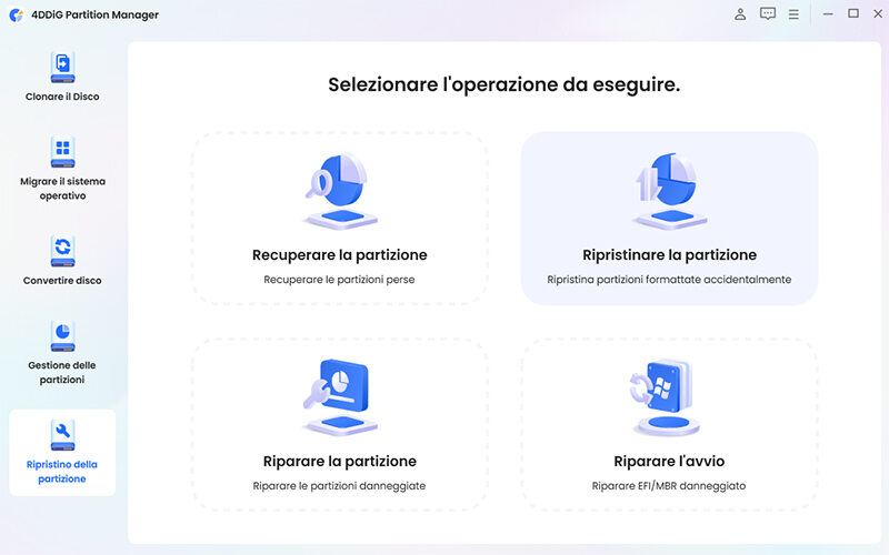 Ripristina la partizione