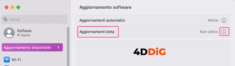 Aggiornamenti Beta