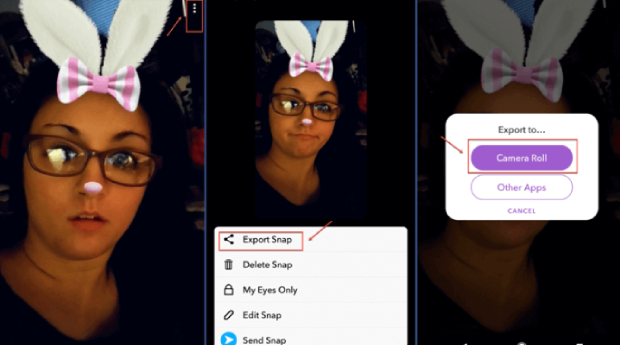 Click on export snap to recover  deleted Snapchat photos