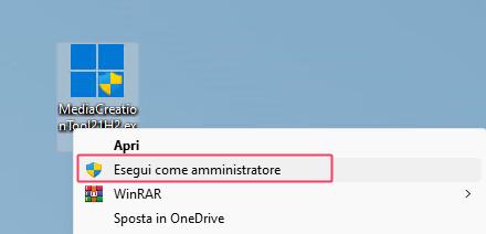 esegui come amministratore