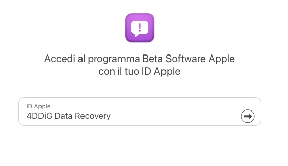Iscrizione al Programma Beta Software Apple