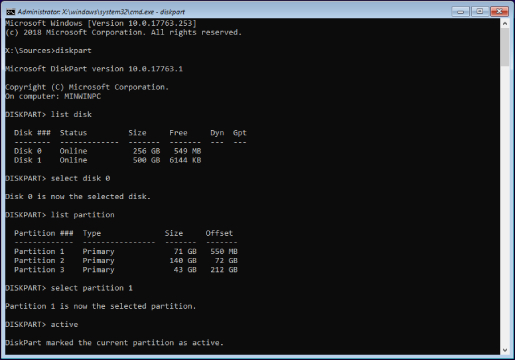 partition as active