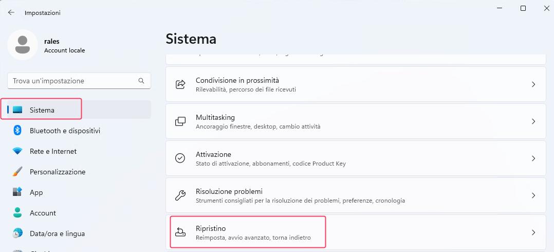 ripristina windows 10