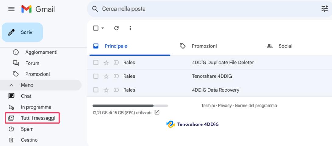 Come si recuperano le e mail archiviate su Gmail