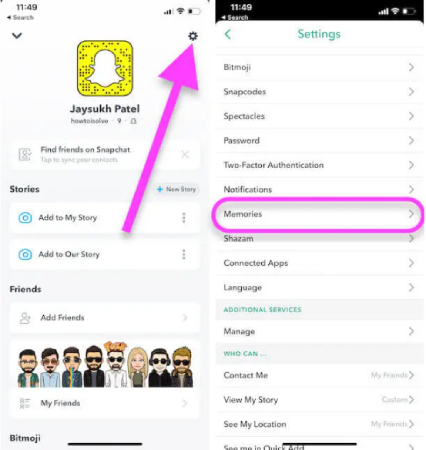 Recover deleted Snapchat photos using Snapchat memories
