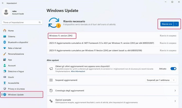aggiorna a windows 11 23h2 2