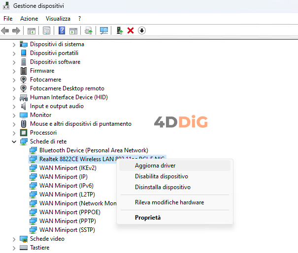 Aggiorna i driver di rete