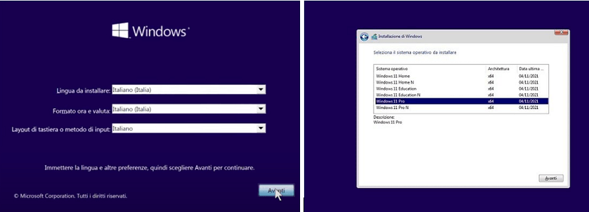 installare windows 11 da chiavetta usb