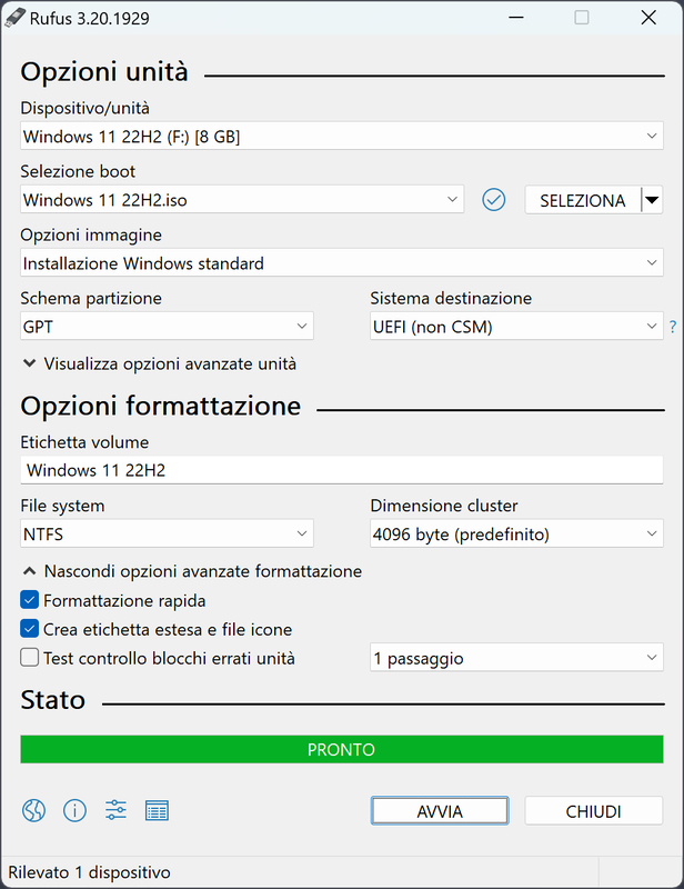 Creare un supporto di avvio