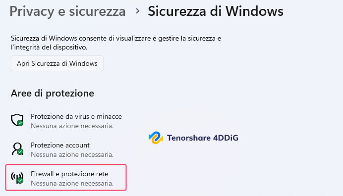 Disabilita temporaneamente il firewall o il software di sicurezza