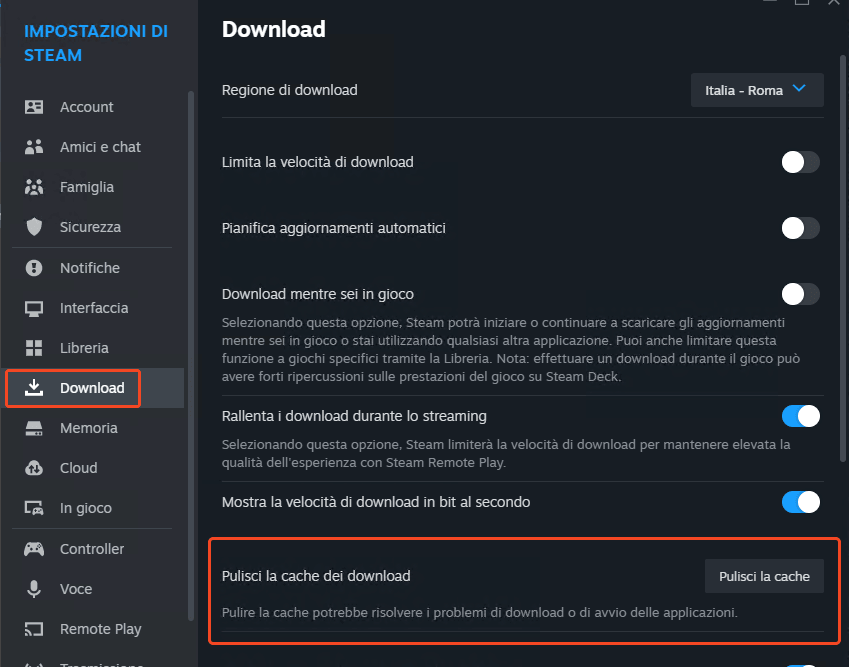 steam errore durante la scrittura sul disco