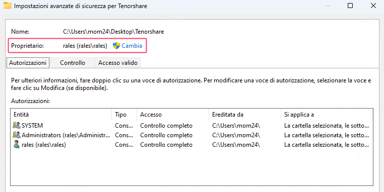 Errore non specificato