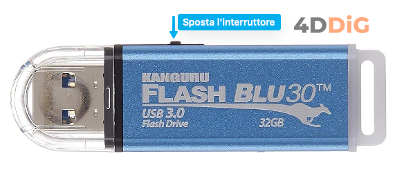 Rimuovere la protezione fisica dalla USB