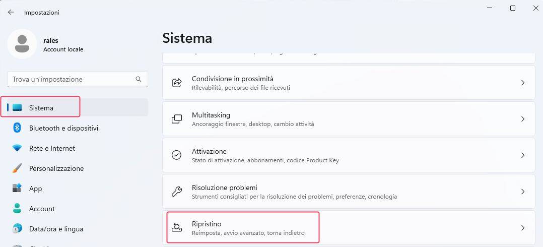 ripristino impostazioni di fabbrica windows 11