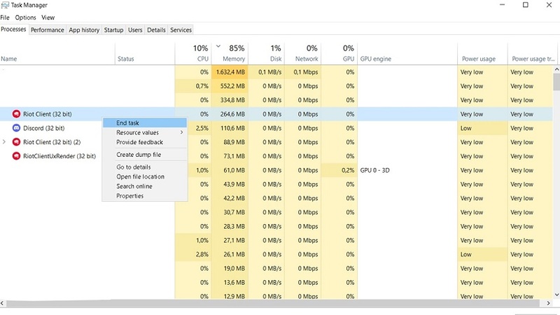 Termina il processo VALORANT.EXE