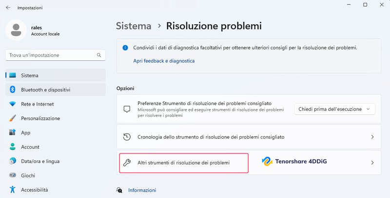 Usare la riparazione integrata in Windows Update