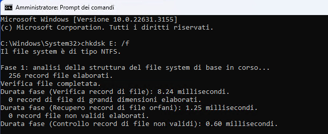 Utilizzare CHKDSK