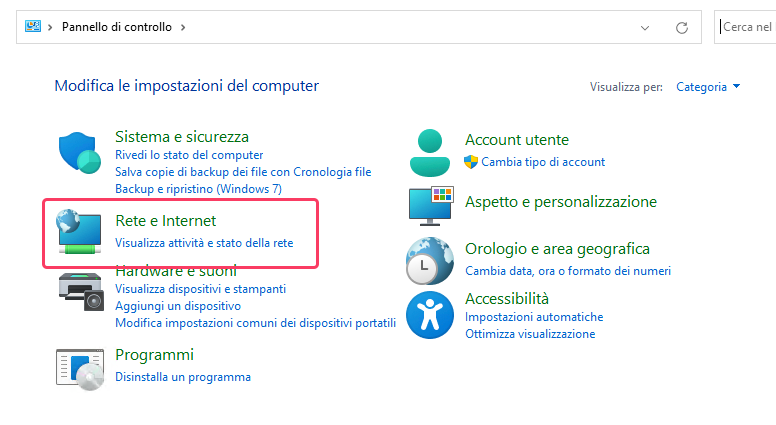 Verifica l'indirizzo IP e la configurazione di rete