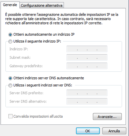 Verifica l'indirizzo IP e la configurazione di rete