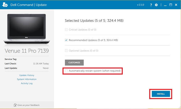 Command Updateで最新パッチを適用