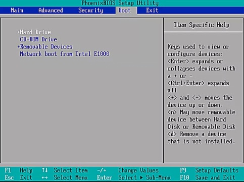 BIOSのBOOTタブでストレージを確認