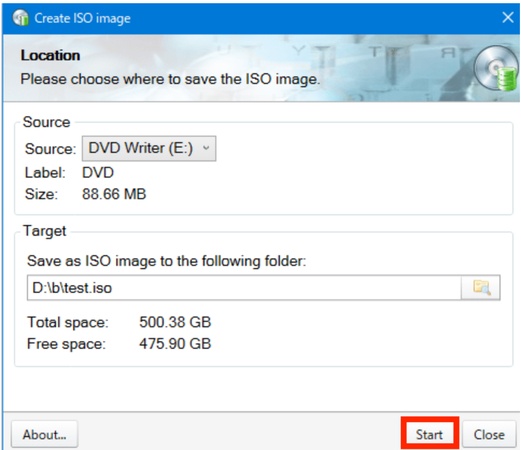 「Start」をクリック