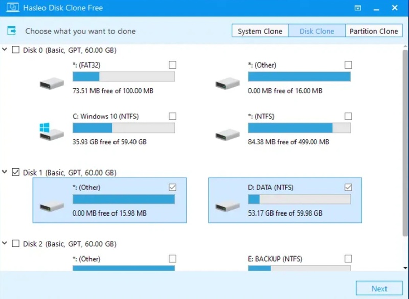 Hasleo Disk CloneでSSDをクローン
