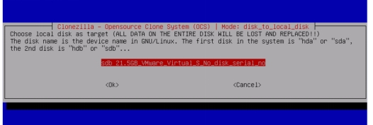 clonezillaクローンプロセスを開始