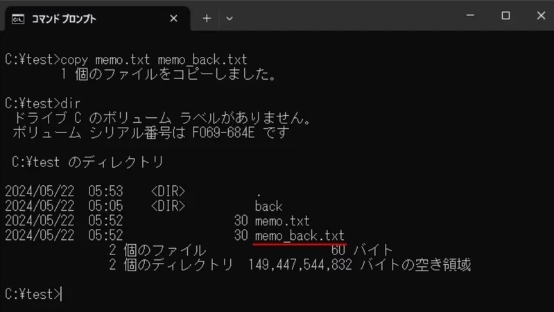 コピーファイルが作成され