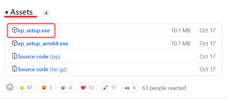 「ep_setup.exe」をダウンロード