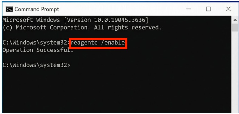 reagentc /enableの入力