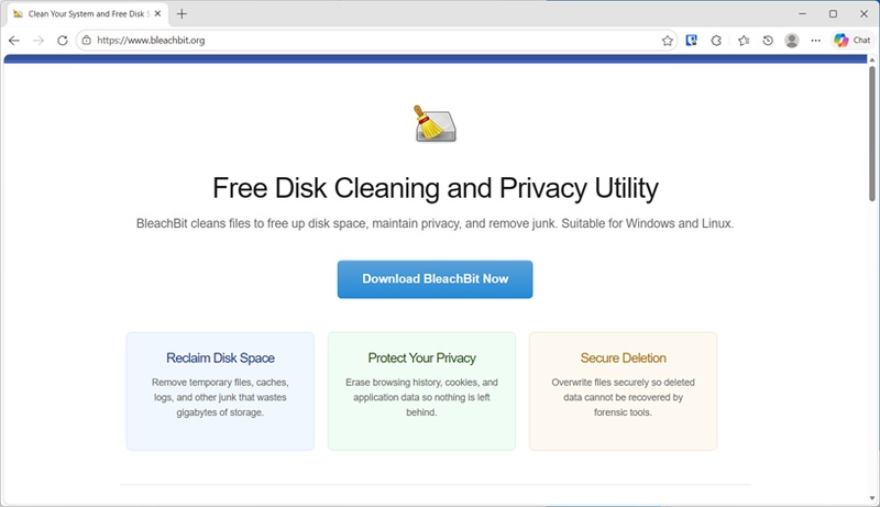 BleachBitの公式サイト