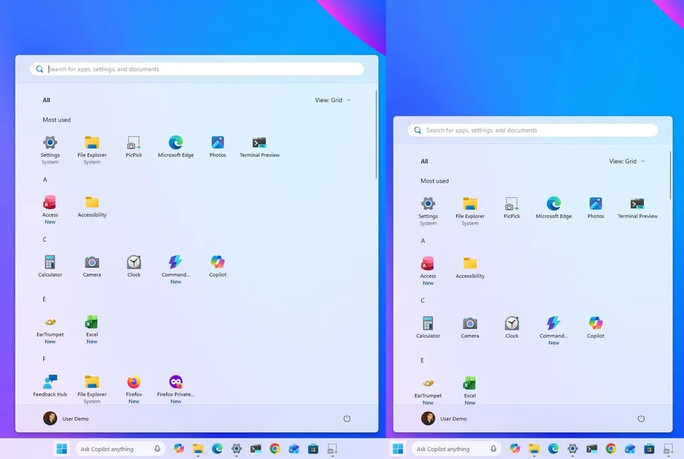 windows11 26h2スタートメニュー