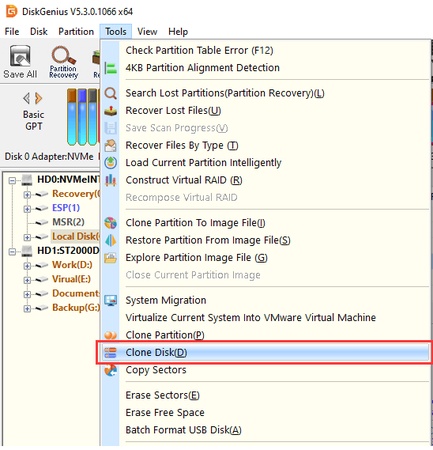 「Clone Disk」を選択