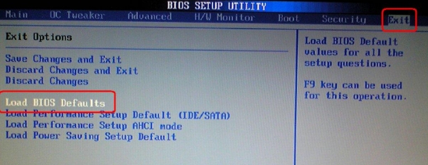 「Load BIOS Defaults」 を選択